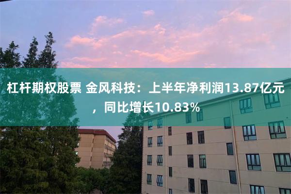 杠杆期权股票 金风科技：上半年净利润13.87亿元，同比增长10.83%