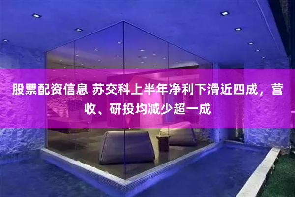 股票配资信息 苏交科上半年净利下滑近四成，营收、研投均减少超一成