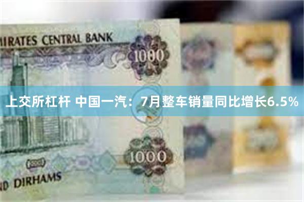 上交所杠杆 中国一汽：7月整车销量同比增长6.5%