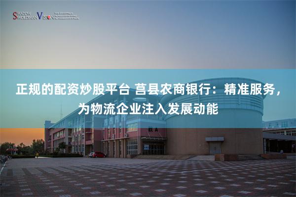 正规的配资炒股平台 莒县农商银行：精准服务，为物流企业注入发展动能